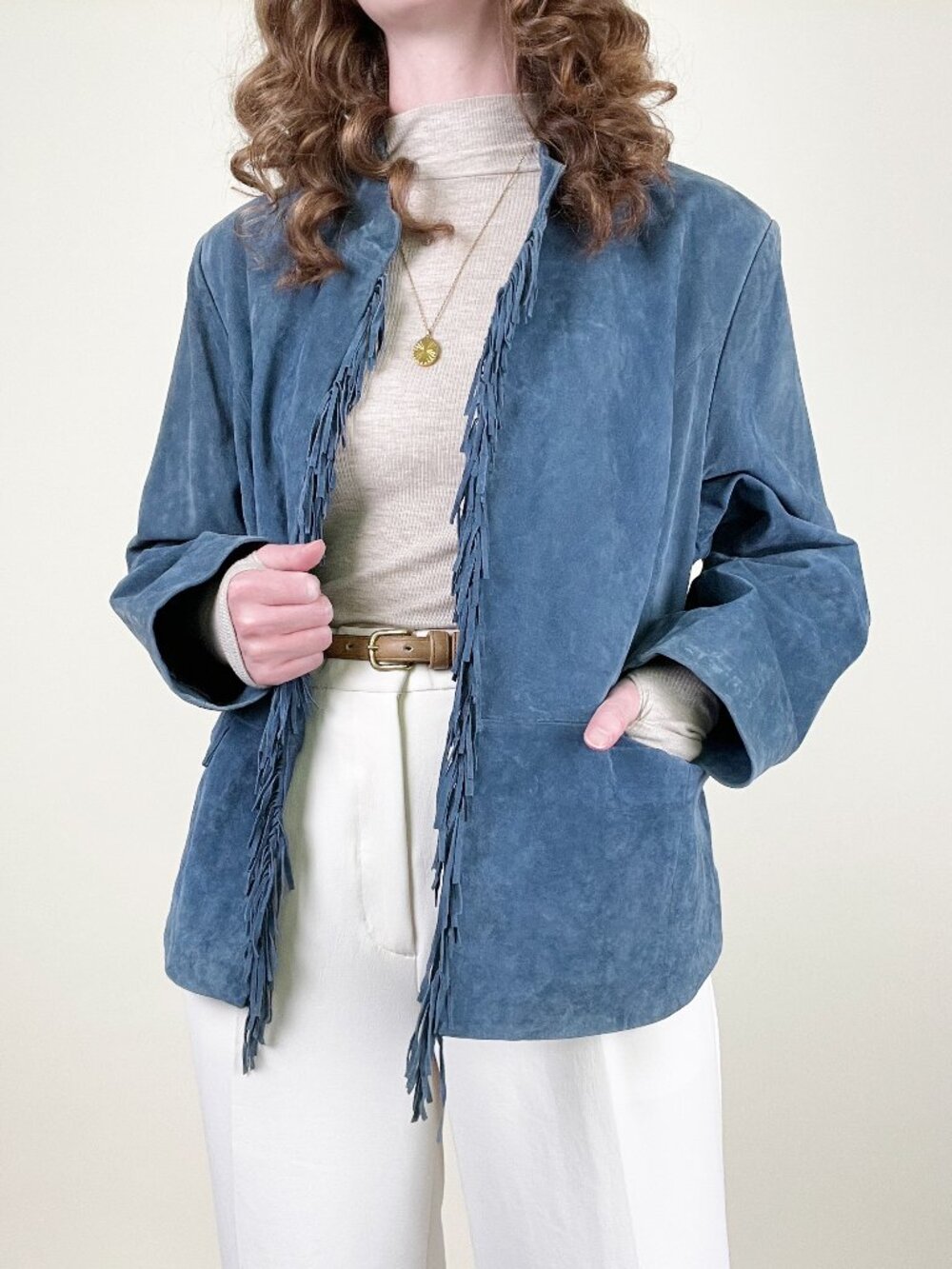 Vintage Genuine Suede Leather Fringe Jacket Coat Boho 90s Y2K Bohemian Western